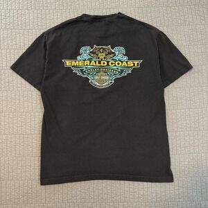 Harley Davidson T Shirt Men's Large Black Emerald Coast Florida Biker Motorcycle